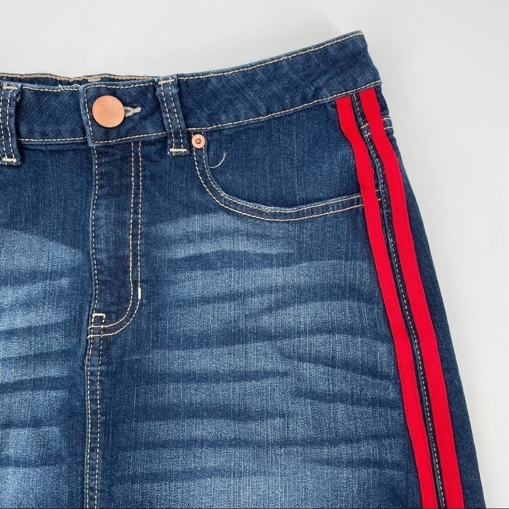 NOBO Denim Mini Skirt with Red Striped Seams - Picture 4 of 13